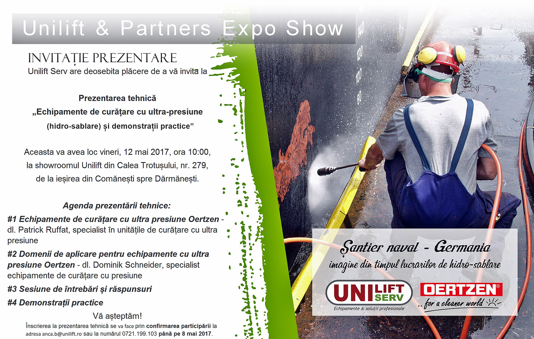 unilift partners expo show prezentare tehnica echipamente de curatare