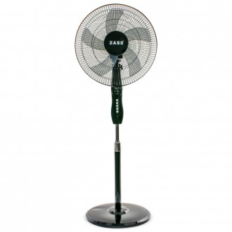 Ventilator cu picior Zass ZFTR 1615, 45 W, Timer, 3 viteze, Programator pana la 7,5 ore, Oscilatie 90º, Silentios, Telecomanda, Negru