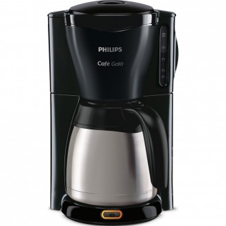 Cafetiera Philips Gaia HD7544/20, 1000 W, 1.2 l, Vas termorezistent, Sistem anti-picurare, Negru