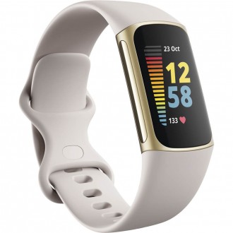 Smartband fitness Fitbit Charge 5, Lunar White/Soft Gold Stainless Steel