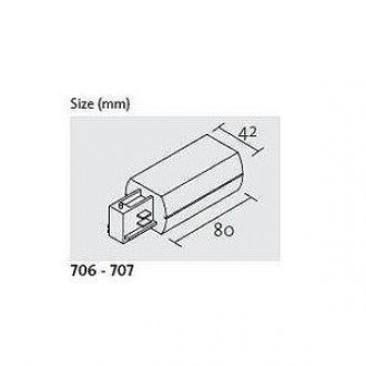 Conector pentru alimentare sina rotunda neagra stanga