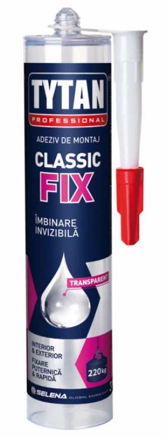 Adeziv de montaj pentru beton, lemn, caramida, tencuiala Tytan 290 ml Classic Fix