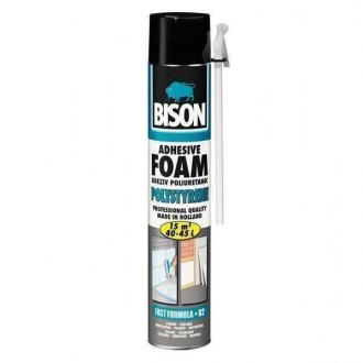 BISON Polystirene Foam Adeziv poliuretanic pentru polistiren, cu aplicator, 750ml