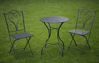 Set mobilier gradina masa si 2 scaune, negru